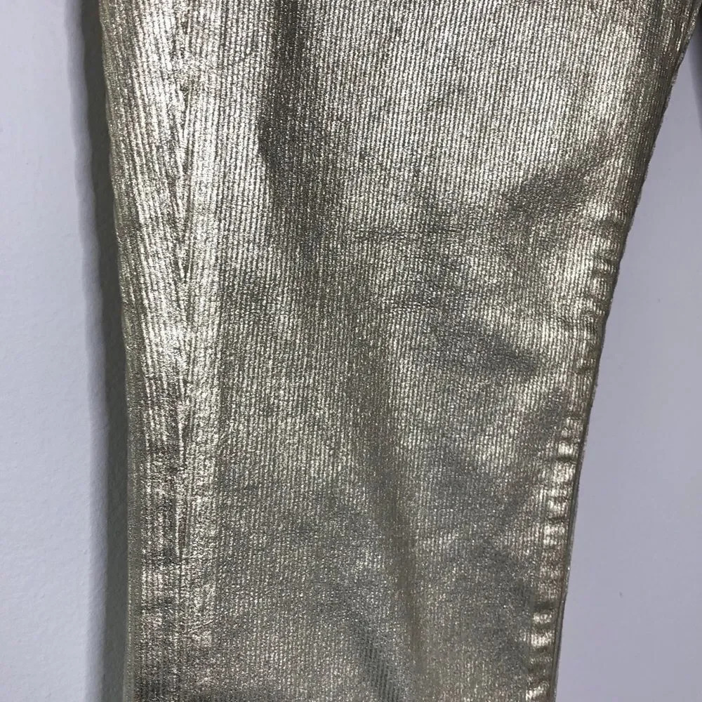 J Brand Maria High Rise Skinny Ribbed Gold Messaline Corduroy Pants Size 25 NWT - Picture 5 of 14